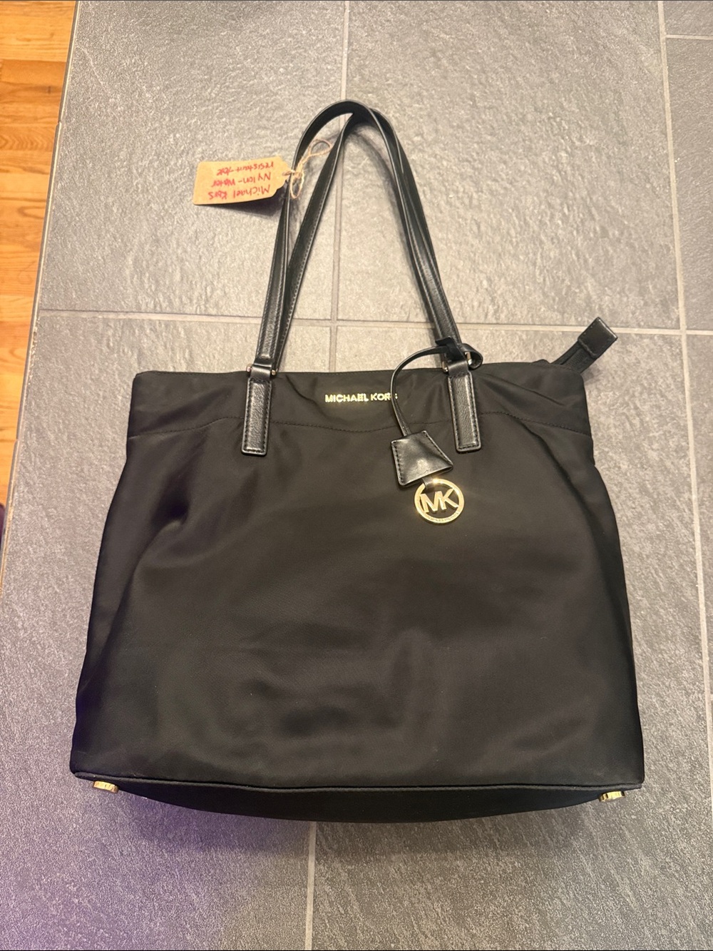 Michael Kors Black Tote with Gold MK Charm